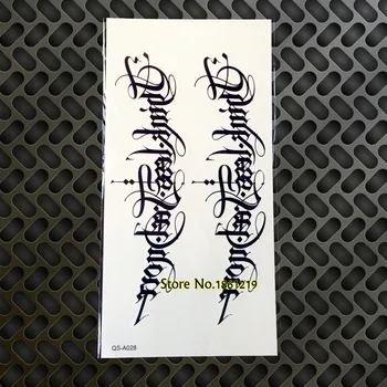 

1PC HOT English Letter Punk Style Temporary Tattoo Sticker GQS-A028 Men Rock Roll Tattoo Paster Black Pattern Tattoo Half Sleeve