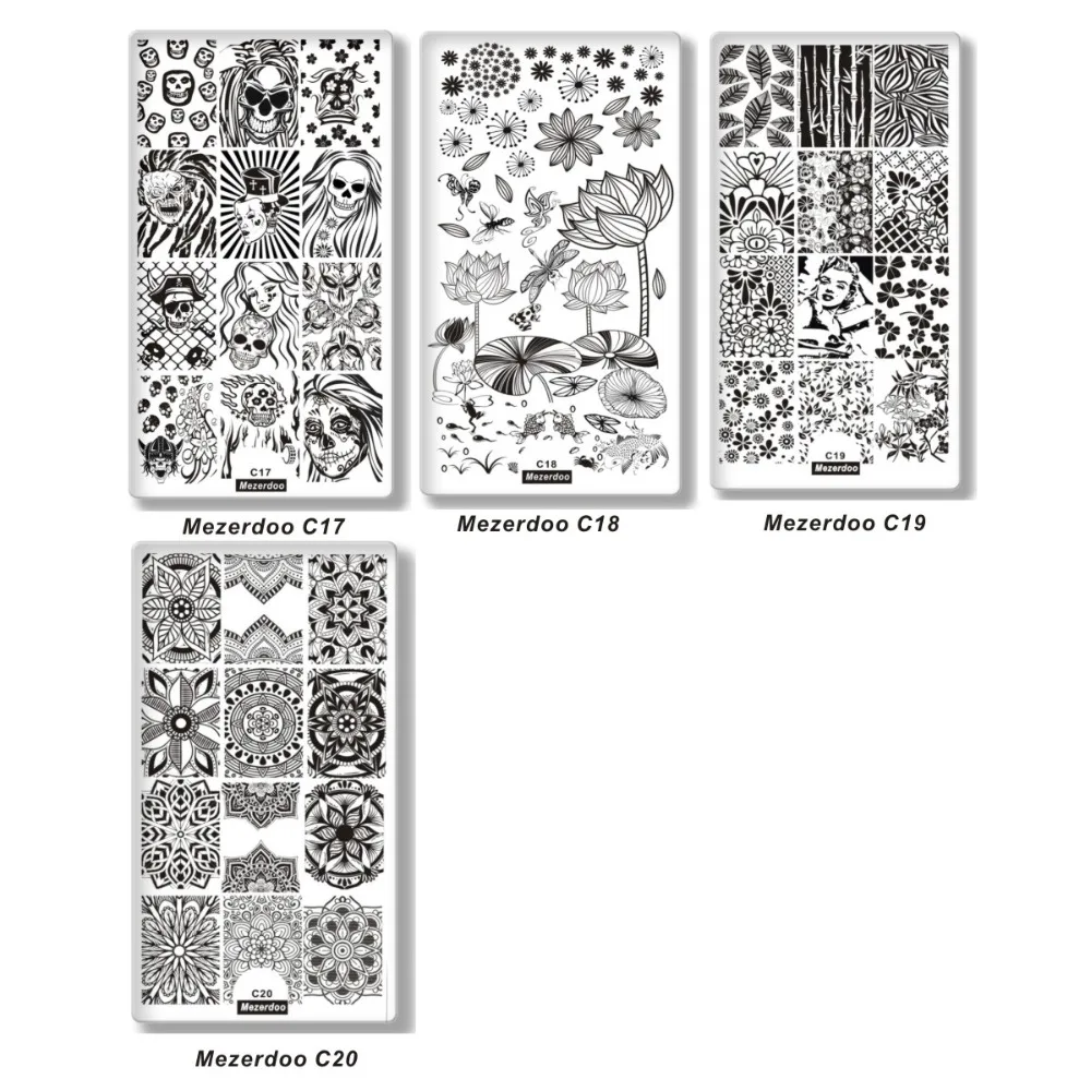 Mandala Kwiat Tłoczenie Druku Sencil Nail Art Polski Stemplowanie