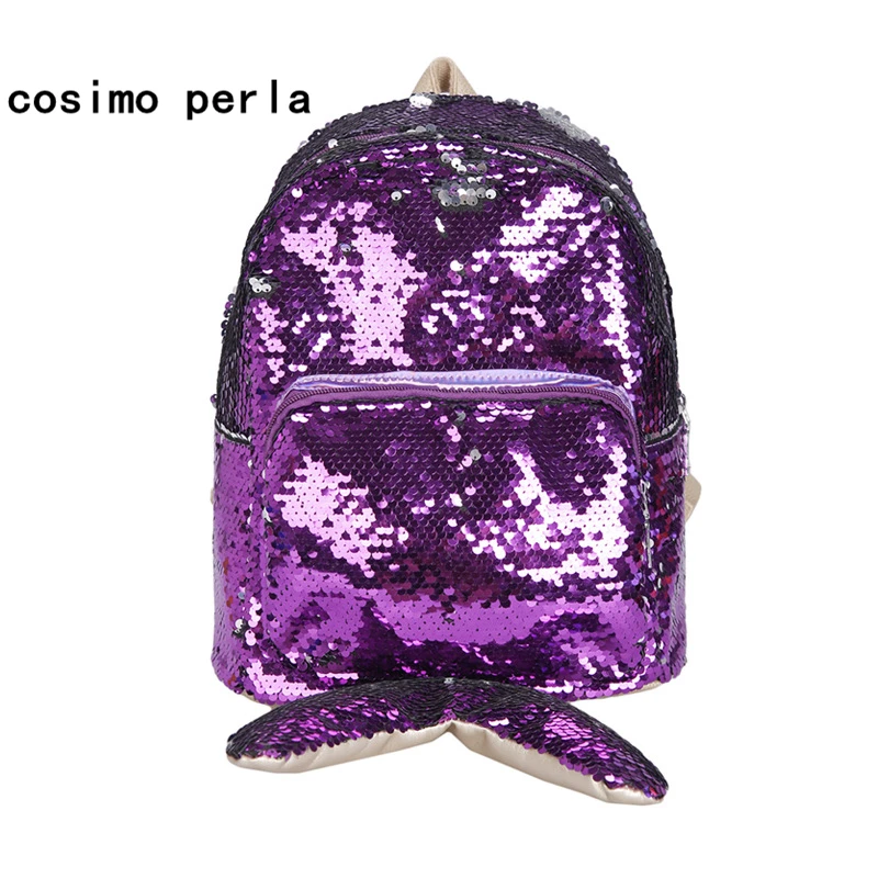

Cartoon Kawaii Bling Cat Panda Mermaid Backpacks Sequins Cute School Girls Small Travel Bagpack Female Animal Glitter Daypack