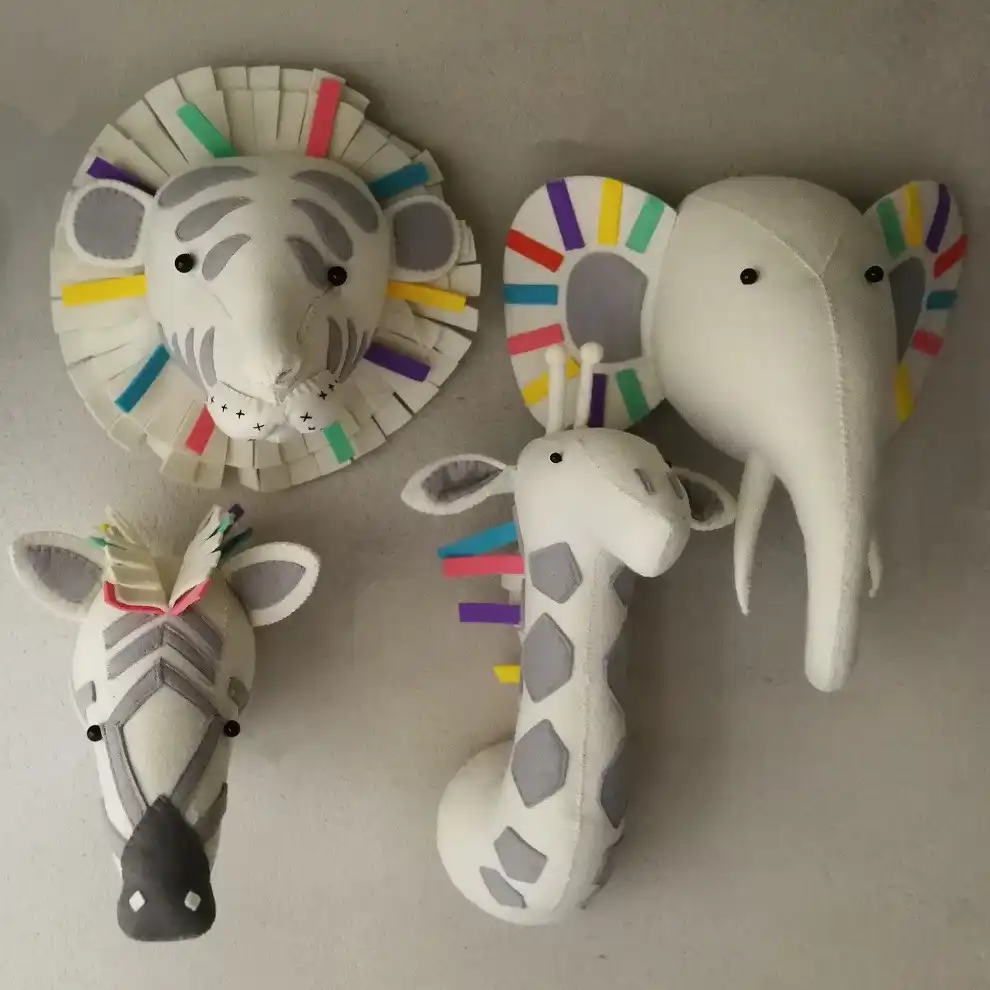 plush elephant head wall mount