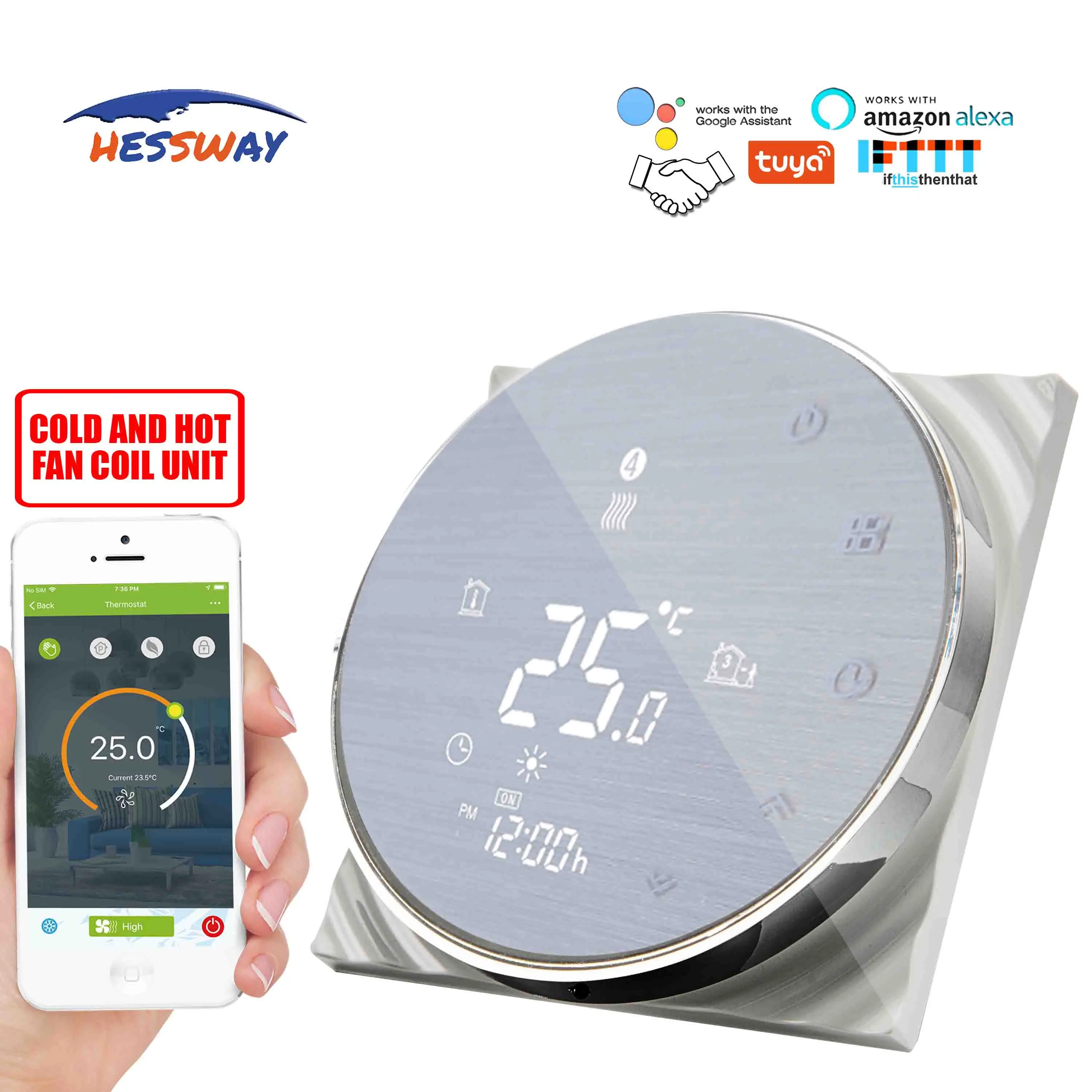 Умный термостат HESSWAY TUYA с вентиляторной катушкой Wi Fi регулятор температуры для