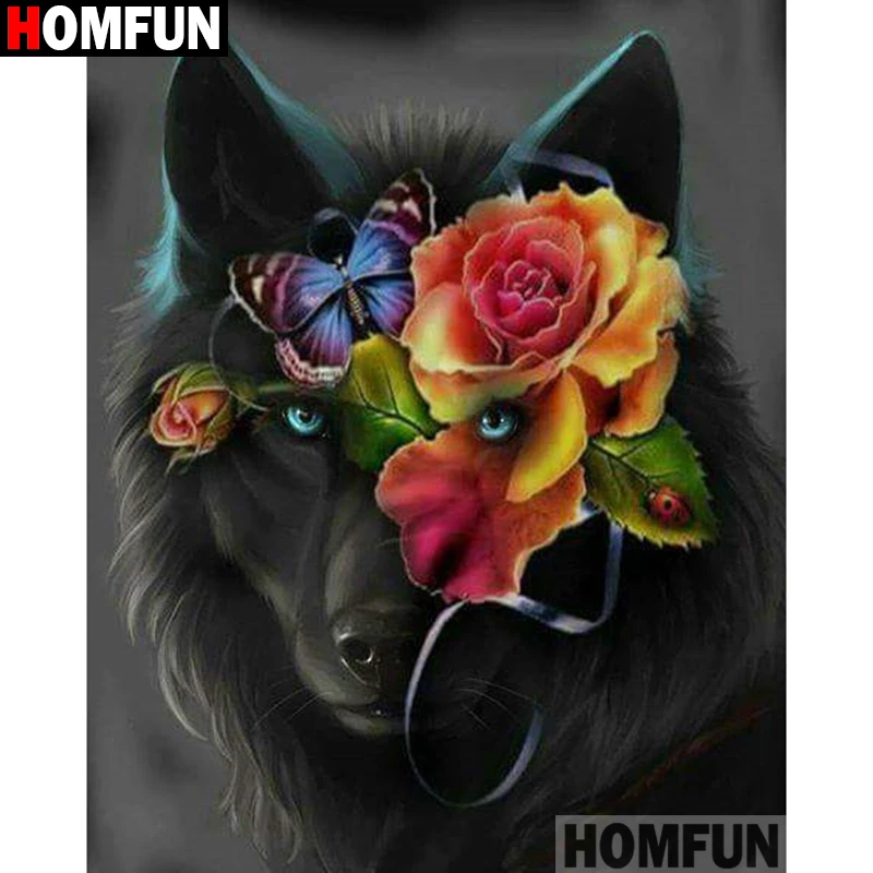 

HOMFUN Full Square/Round Drill 5D DIY Diamond Painting "Wolf"Embroidery Cross Stitch 5D Home Decor A06927