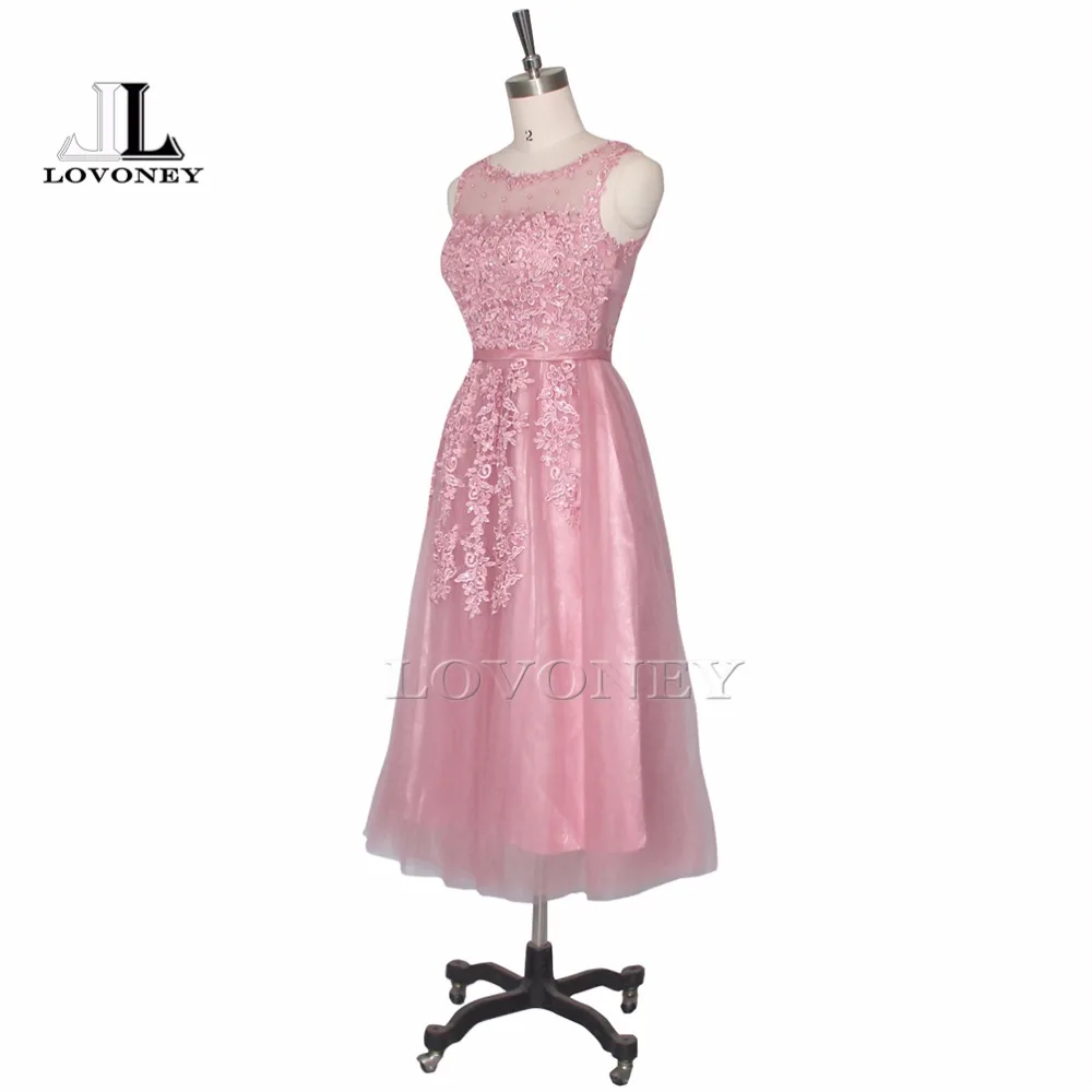 Lovoney m239 line рукавов чай длины короткие пром dress с аппликациями бисероплетение