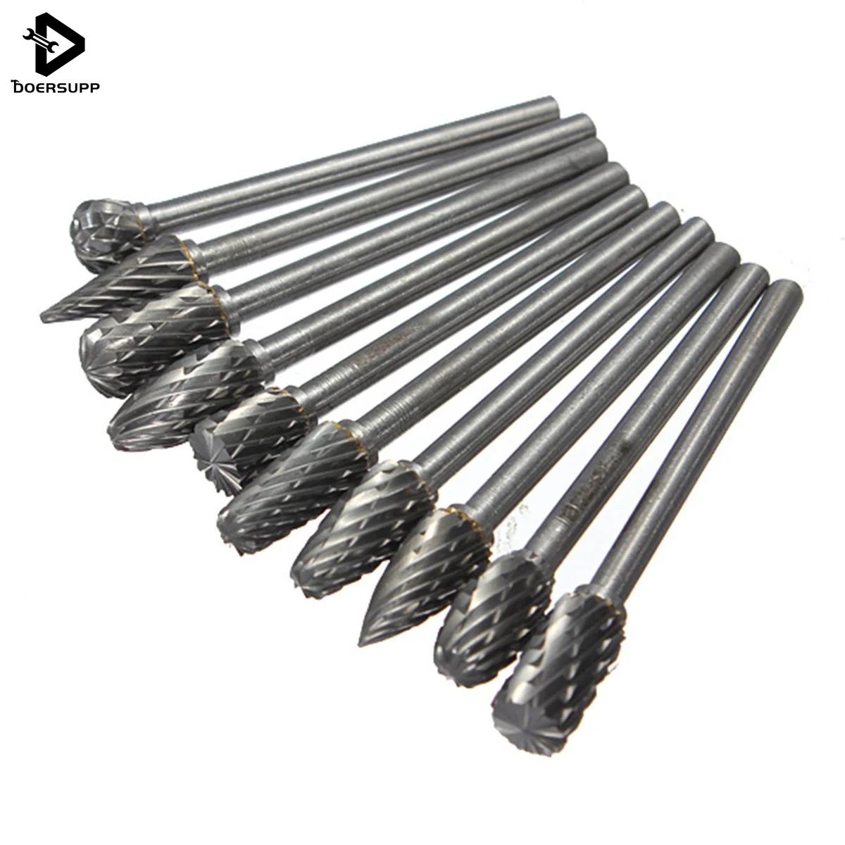 

New Arrival 10pcs/set 1/8 Tungsten Carbide Burr Set 3mm Drill Bit Rotary Cutter Files CNC Engraving CED 6mm With Box