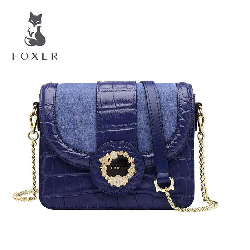 

FOXER Messenger bag small female 2019 new fashion crocodile pattern shoulders versatile chain small square bag