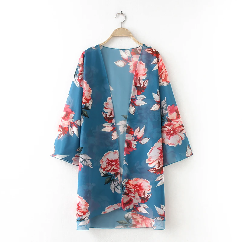 

Zwllm 2018 Women Beach Cardigans Fashion Boho Kimono Summer Chiffon Loose Floral Printed Holiday Blouse Tops Half Sleeves