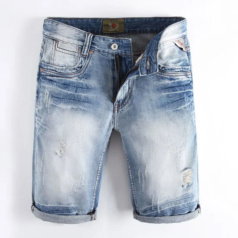 

Italian Style Fashion Mens Jeans Shorts Knee Length Brand Summer Denim Shorts Men High Quality Retro Casual Short Jeans Men