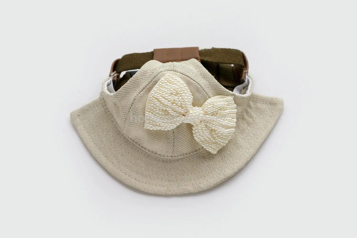 

Faux Pearl Bowknot Dog Cat Puppy Chihuahua Cap Bucket Hat Visor Sunbonnet S/M