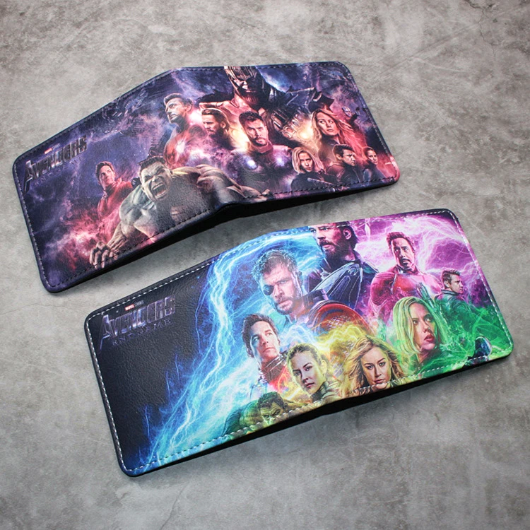 

2019 Movie Avengers 4 Endgame Superheros Wallet Short Bifold Leather Purse Moneybag Cosplay Accessory Collectibles Gift