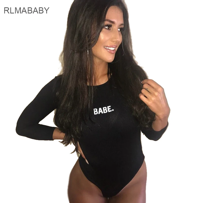 Rlmababy 2017 осень зима с буквенным принтом Для женщин боди Сексуальная О Средства