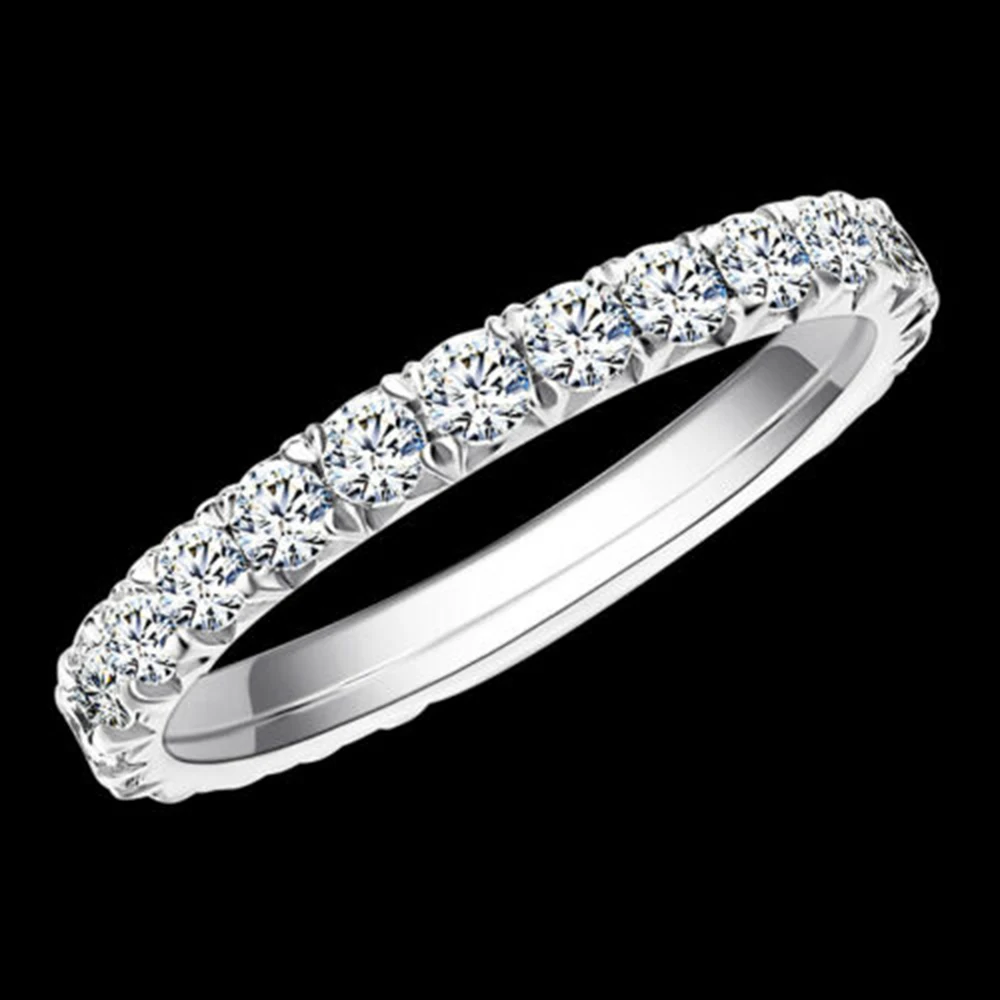 AEW 14k White Gold 1.8mm DEF Color CVD HPHT Lab Grown Diamond Eternity Wedding Band  for Women Ladies Ring 3