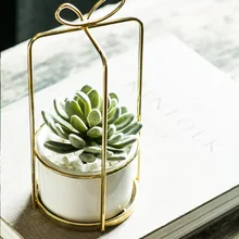 Скандинавском стиле серебристого и золотого цвета в форме банта, керамическая железная Настольная Ваза, цветочный горшок, украшение для дома, для прополки, для сухого цветочного растения