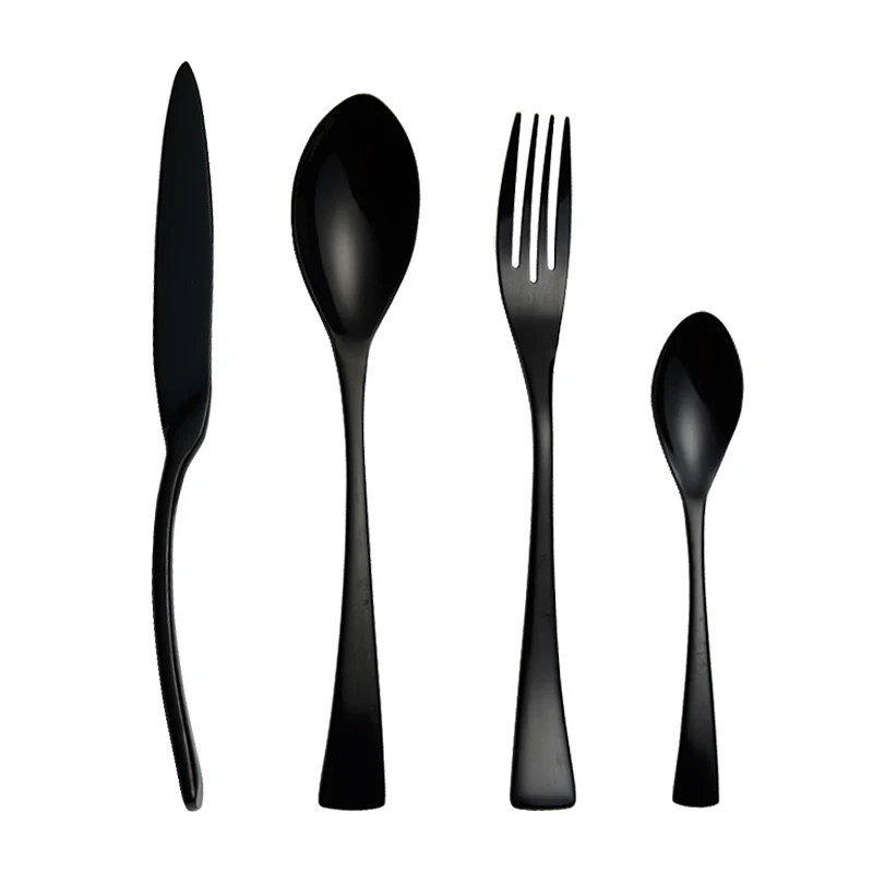 

IRONX 4Pcs/Set Western Dinnerware Set 18/8 Stainless Steel Cutlery Dinner Set BlackTableware