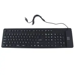 Новый черный 109 ключей Водонепроницаемый Портативный мягкий гибкий силиконовый клавиатура для портативных ПК оптовая продажа