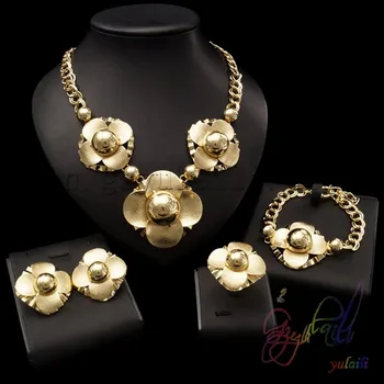 

plated gold jewelry sets four-leaf clover necklace jewellery set best gifts for friends and lovers