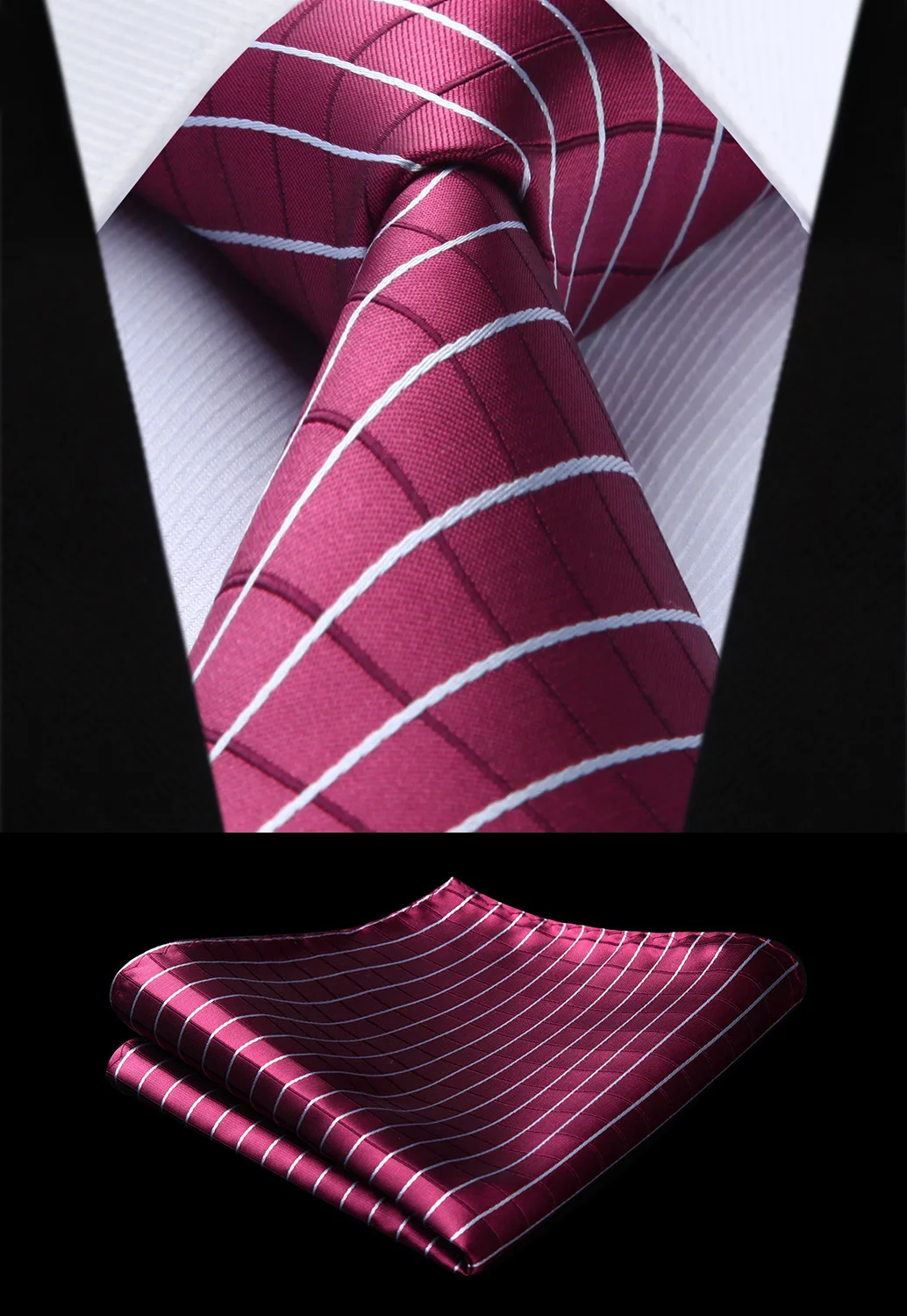 Тканый мужской галстук бордовый белый Клетчатый и клетчатый галстук платок Набор# TC728U8S вечерние Свадебный классический модный Карманный квадратный галстук