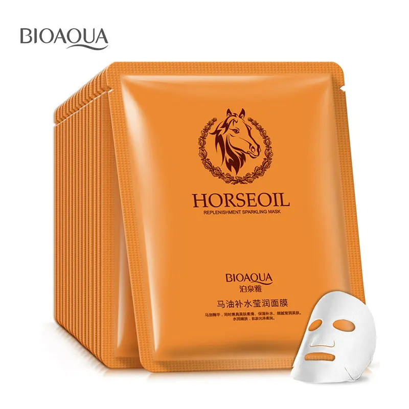 

BIOAQUA 1 Piece Horse Oil Liquid Whole Face Mask Anti Aging Moisturizing Oil Control Unisex Skin Care Makeup