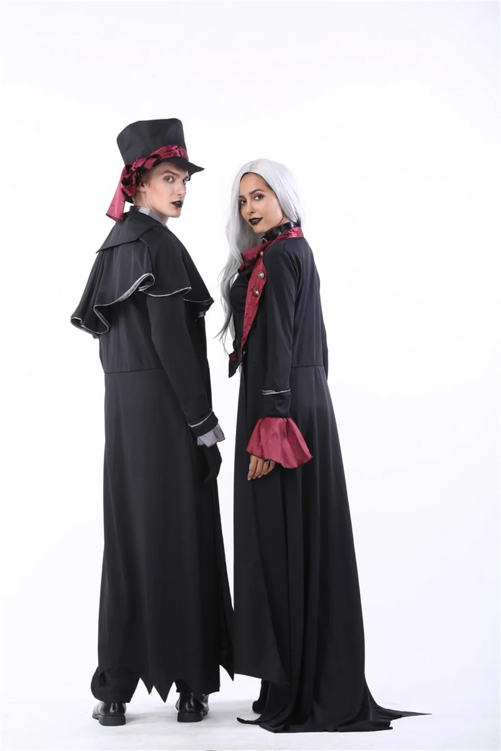 Косплей костюм на Хэллоуин для взрослых мужчин женщин пара вампира костюм маскарад сценический костюм дьявола зомби призрак платье