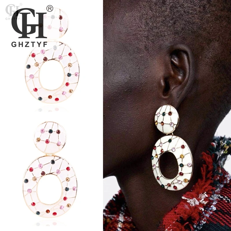 

New Bohemian Inlay Zircon Earrings For Women Alloy Dangler Earring Fashion Jewelry Pendientes Mujer Moda 2018 Boho Jewellery