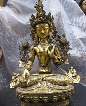 

Tibet Buddhism Copper Bronze gild White Tara Bodhisattva Kwan-Yin Buddha Statue