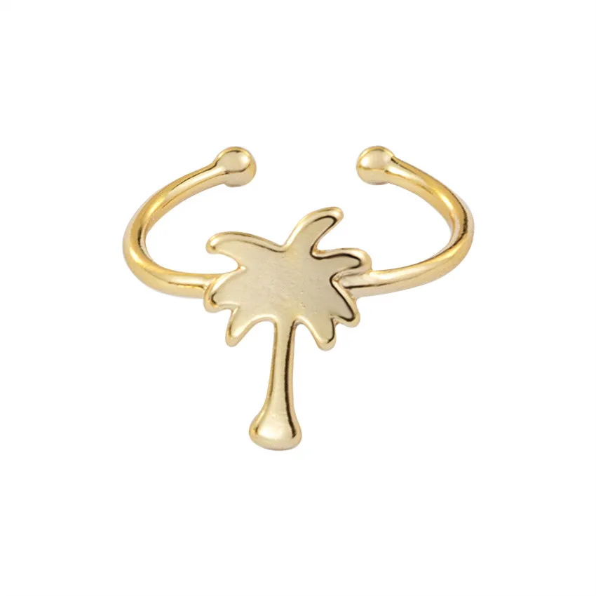 

Female Adjustable Tropical Palm Tree Rose Gold Rings For Women Islam Muslim Jewelry Coconut Tree Knuckle Midi Finger BFF Gifts