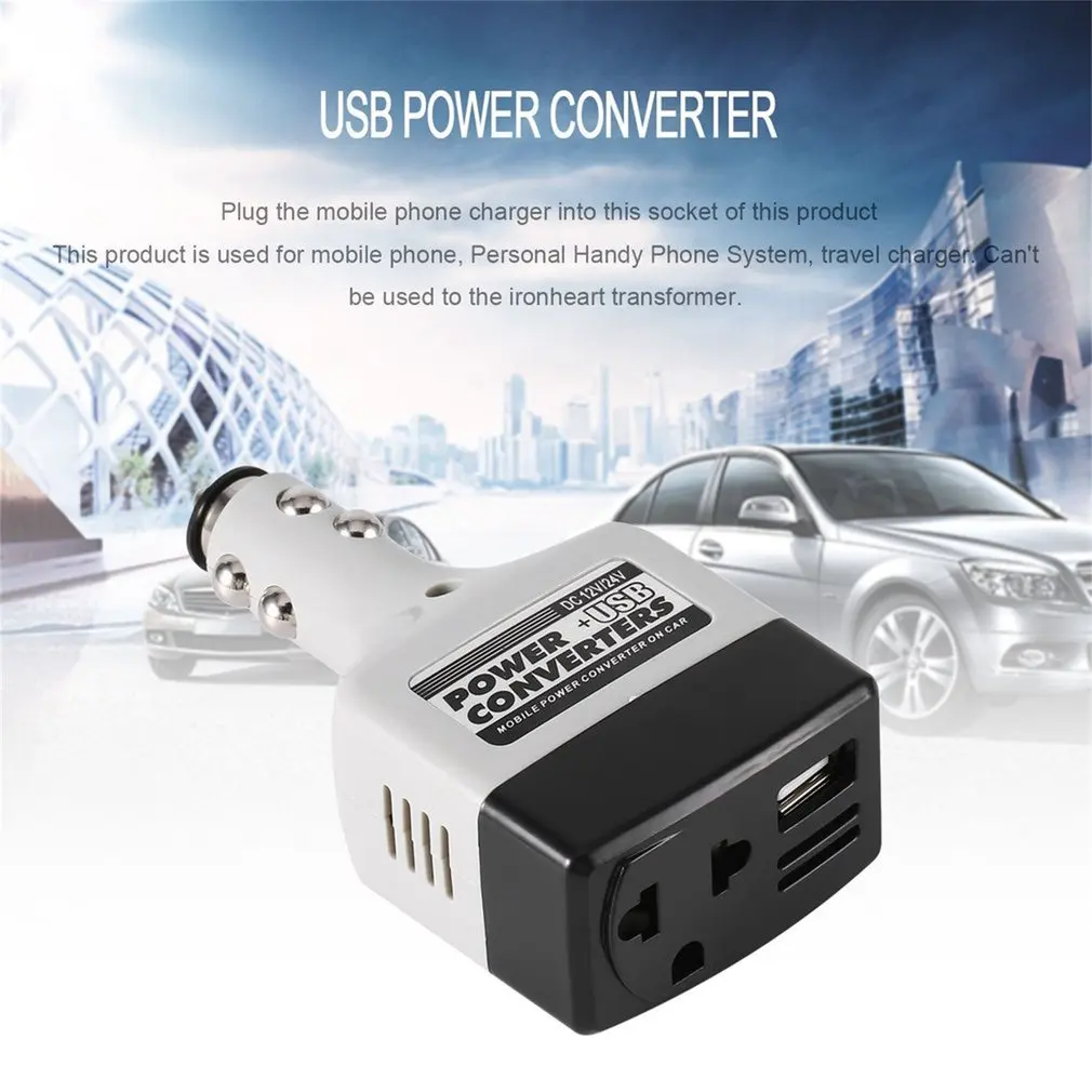 DC 12/24 V إلى AC 220 فولت/USB 6 فولت محول طاقة السيارة محول المحمول السيارات الطاقة شاحن سيارة محول مع USB واجهة
