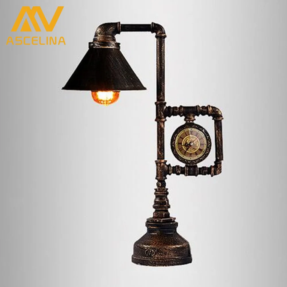 American vintage water pipe table lamp vintage desk lamp edison bulb