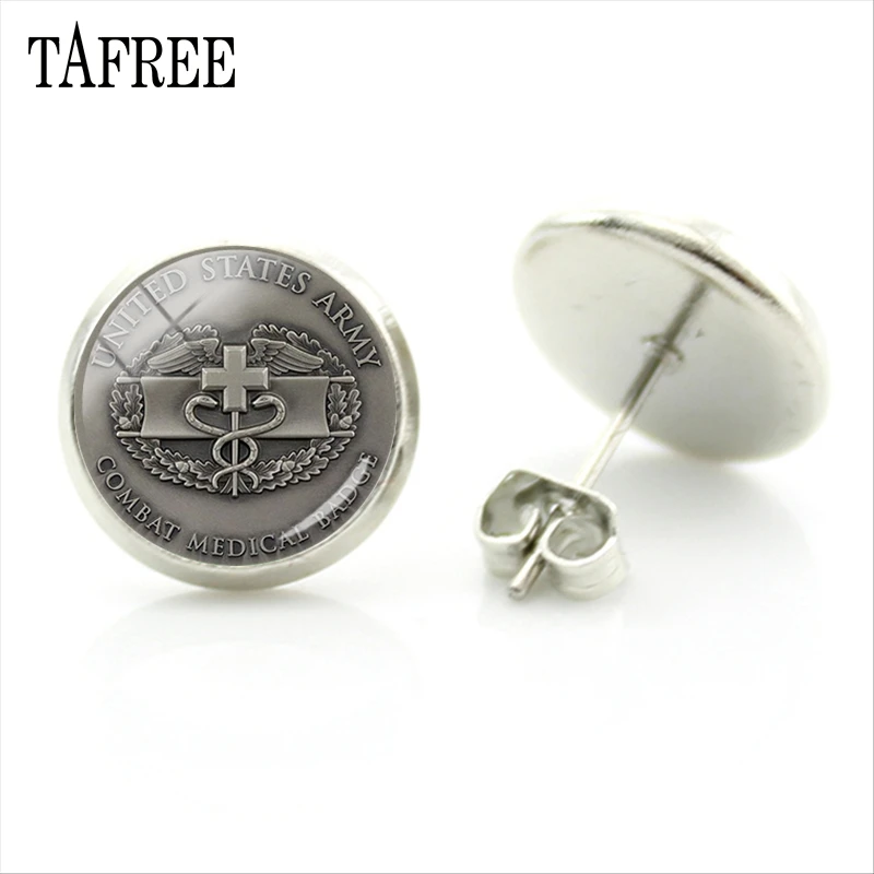 Серьги гвоздики TAFREE с медицинскими знаками новая мода стеклянный кабошон купол