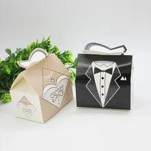 25 Pairs Bride Dress&Bridegroom Suit Design Wedding Candy Box Packaging Box DIY Gift Box for Wedding Party