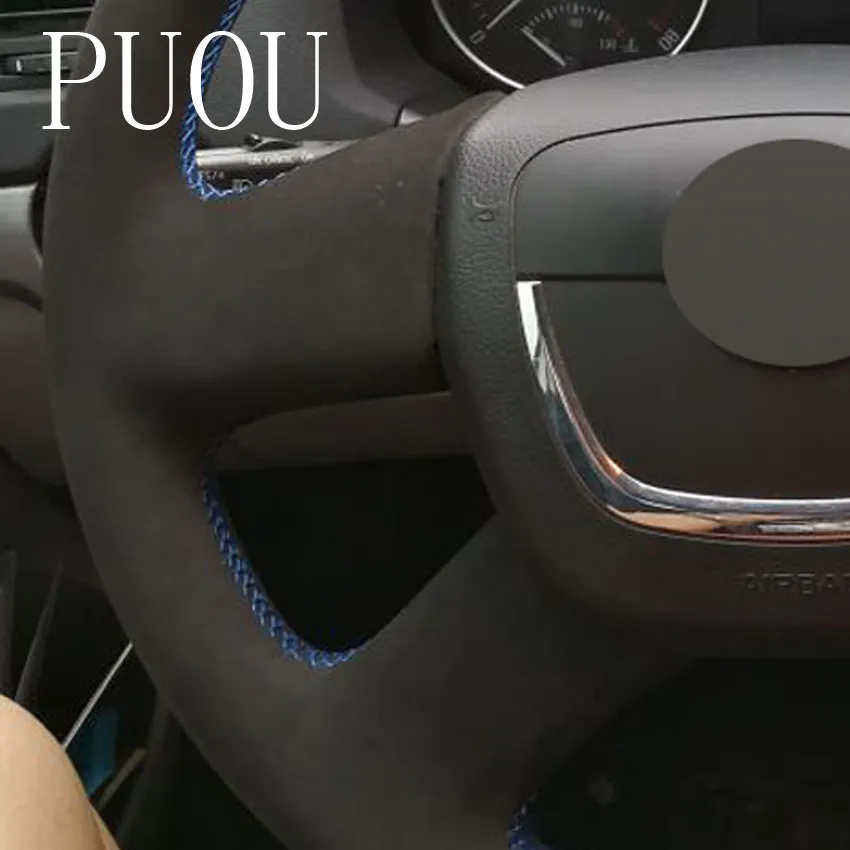 Черный замшевый чехол рулевого колеса автомобиля Puou для Skoda Octavia Superb 2012 Fabia a 5 a5 2013