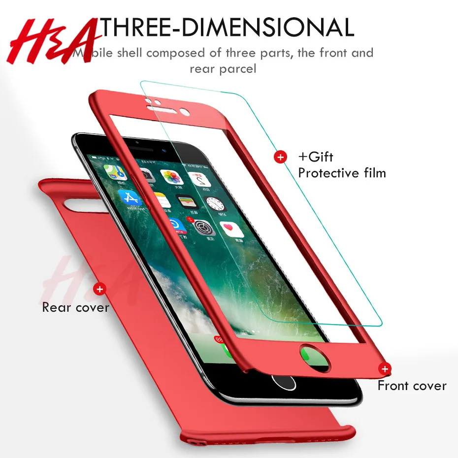 H & A 360 درجة الهاتف حقيبة لهاتف أي فون XS ماكس XR X حقيبة لهاتف أي فون 6 6 s 7 8 زائد غطاء كامل حالة 5 5 S SE غطاء حالة
