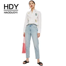 HDY Haoduoyi Women Embroidery Floral Blouse Turn-down Collar Long Sleeve Brief Loose Casual 2019 New Arrival Tops for Female HDY Haoduoyi Women Embroidery Floral Blouse Turn-down Collar Long Sleeve Brief Loose Casual 2019 New Arrival Tops for Female