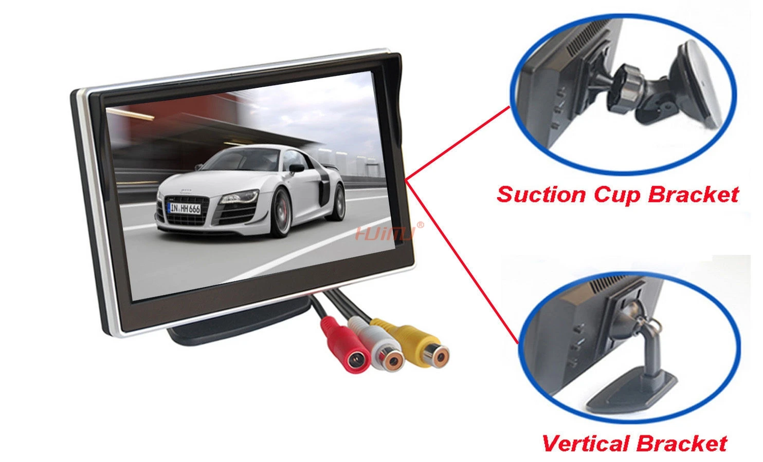 

2 Ways Video Input 5Inch Digital TFT LCD Suction Cup/Vertical Bracket Car Rear View monitor For Rearview Camera Parking Kit