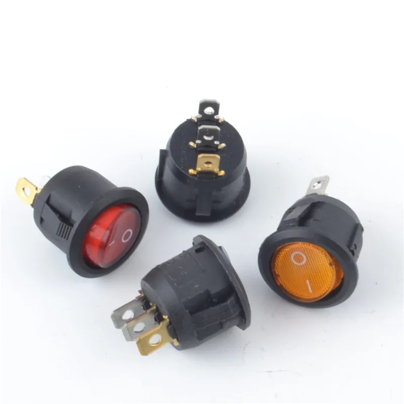 

5PCS/lot KCD1 3pin 16mm rocker Switch Power Switch Car push button With Led light ON/OFF Round Rocker Switch Dash Boat