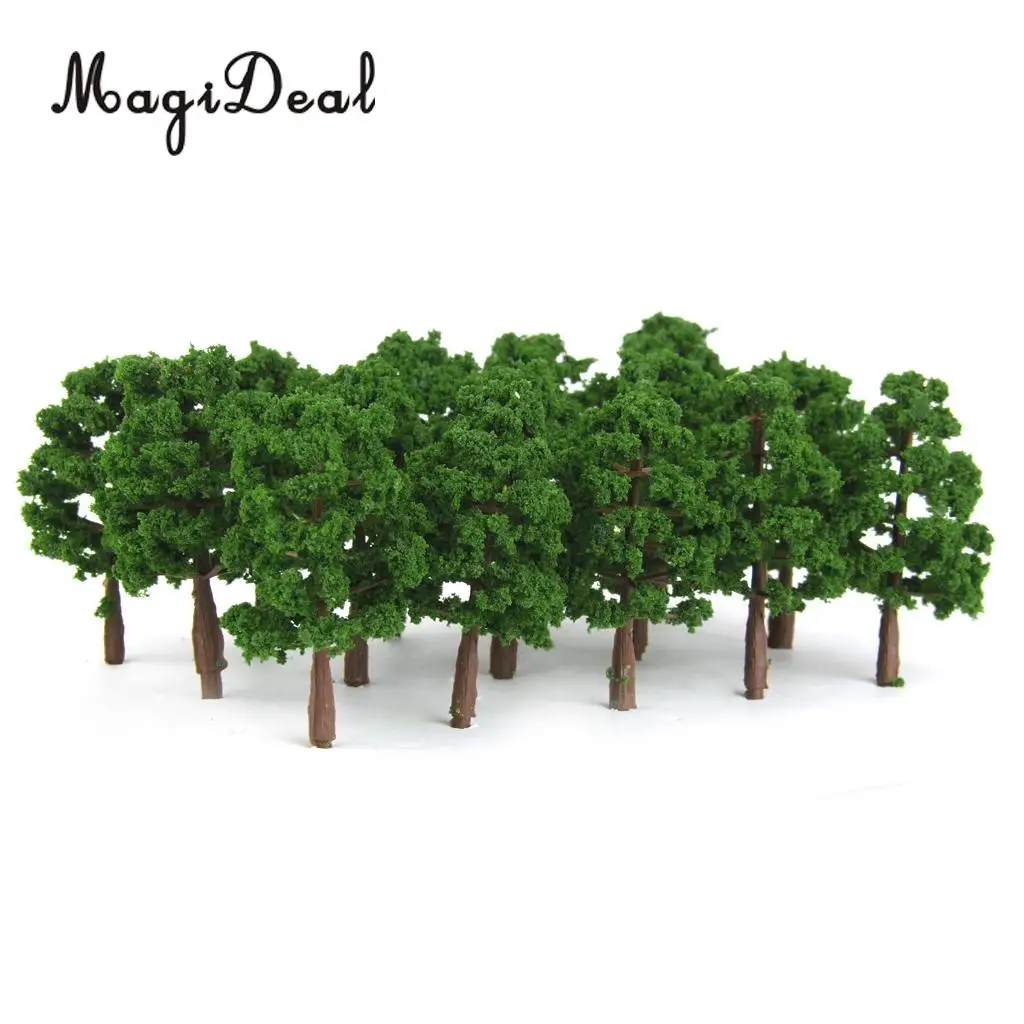 MagiDeal 20Pcs 1/150 Scale Plastic Model Trees Train Railroad Street Railway Scenery for Garden House Park Scene Layout Decor