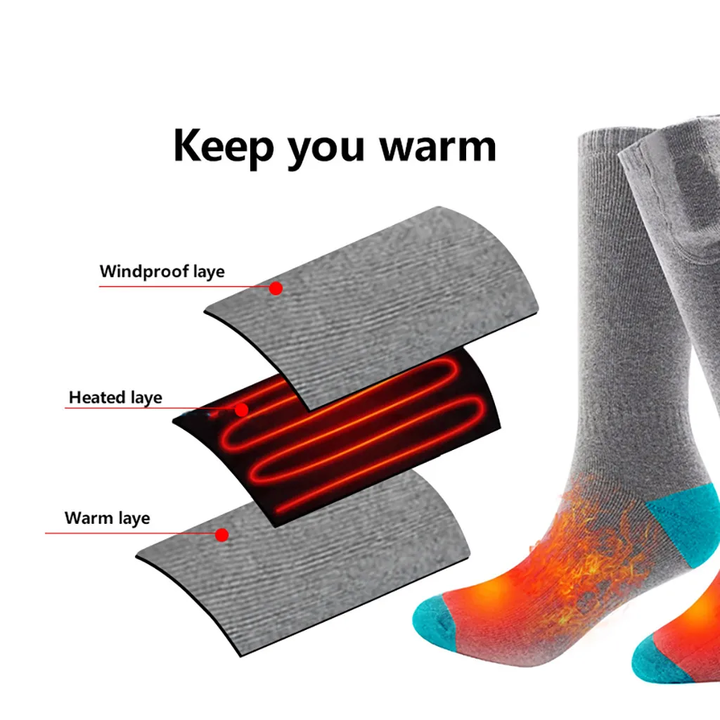 Rechargeable Heating Cotton Heated Socks Keep Warm Foot Electric