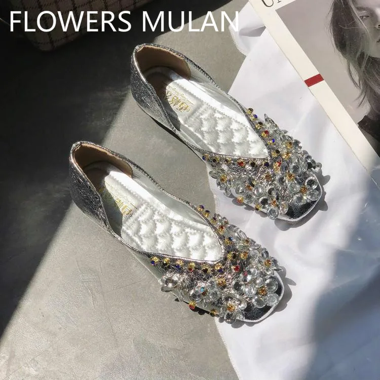 

Designer Woman Flats Shoes Rhinestone 2019 Spring New Female Metal Pointed Toe Casaul Shoes Comfortable Flats Loafers Shoes