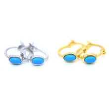 Аутентичные 925 пробы, серебро, Нежный Бирюзовый камень, минимальный антиаллергенный зажим на шпильках, серьги золотого цвета