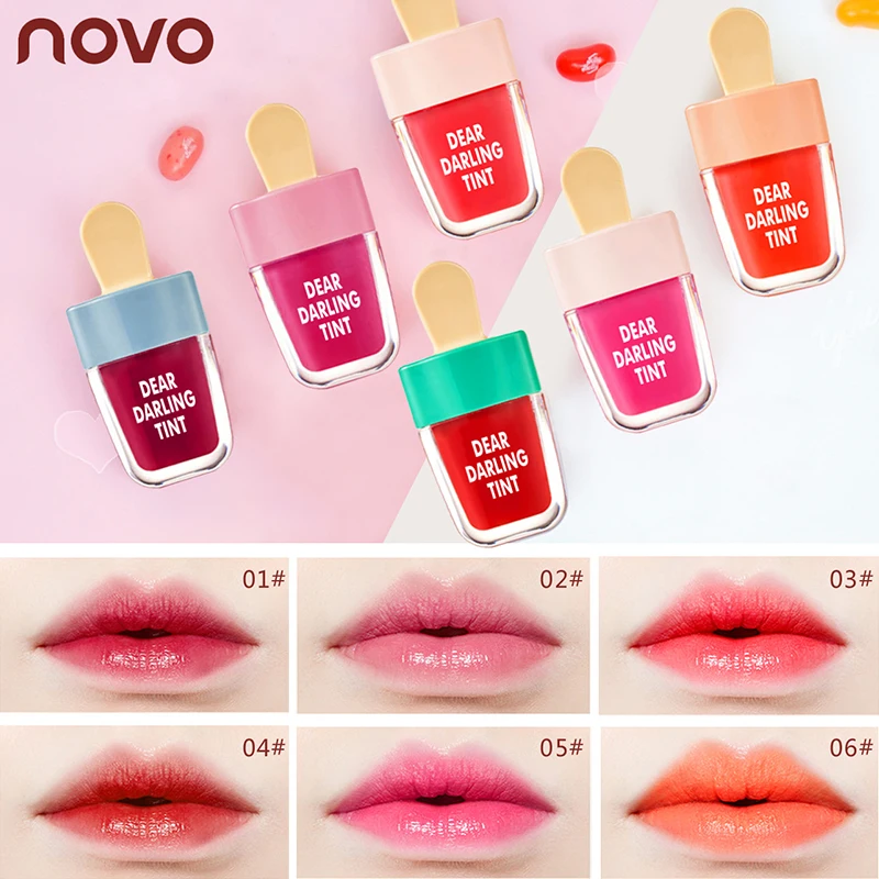 NOVO бренд 6 цветов batom супер ледяной крем блеск для губ водонепроницаемый стойкий Макияж жидкая помада сладкий красный блеск для губ