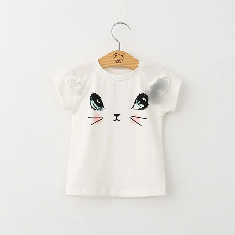 2 шт. Детская футболка с коротким рукавом и принтом котят|girls clothes|2pcs girlclothes girls |