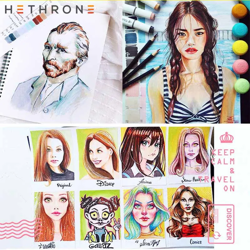 Hethrone 30/40/60/80 шт. косой двойной головкой маркер для рисования набор Краски маркеры
