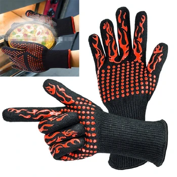 

1 Pair Multifunctional Extreme Heat Resistant Gloves Long Forearm Protection Kitchen Barbecue Thick Silicon Microwave Oven Glove