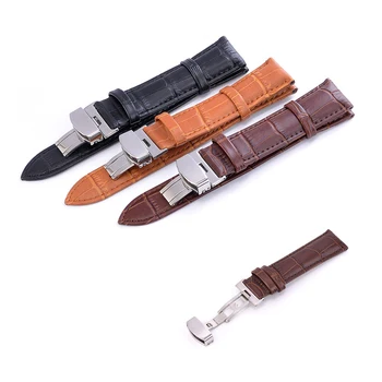 

JKER Genuine Leather Watchbands 18mm 20mm 22mm 24mm Universal Watch Butterfly buckle Band Steel Buckle Strap Wrist Belt Bracelet
