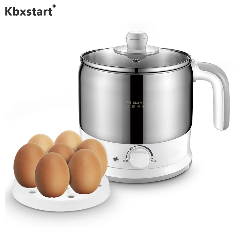 

Kbxstart 220V Multifunction Cooker Stainless Steel Liner Mini Electric Noodles Rice Cooking Pot Machine with Steamed Eggs Pan