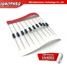 100 шт. с выпрямительным диодом IN4001 1A с алюминиевой крышкой, 50В DO-41 1N4001