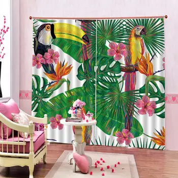 

3D Curtain Luxury Blackout Window Curtain Living Room green bird for bedroom hotal home