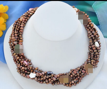 

Jewelr 004820 8row 18" coffee baroque freshwater multicolor pearl necklace