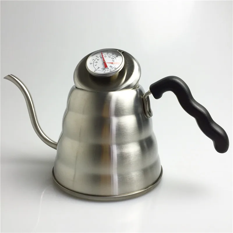 1.2L чайник из нержавеющей стали гусиная шея заливка капельного кофе чайник термометр чайник для воды подходит для индукционной плиты