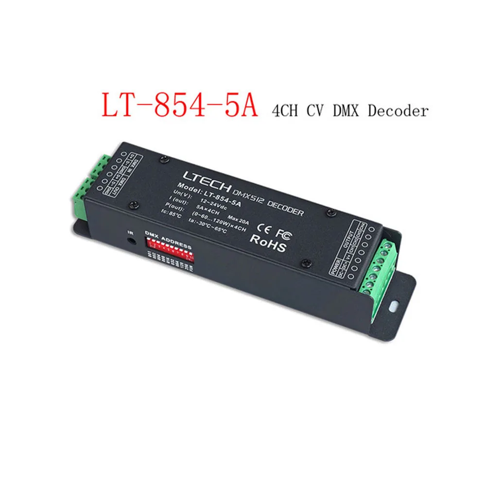 

LTECH LT-854-5A 4CH CV DMX Decoder Input Voltage 12-24Vdc