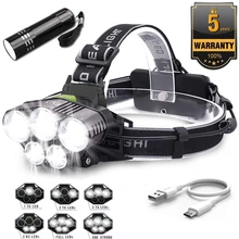 Skywolfeye 90000LM 5X XM-L 6 LED Headlamp HeadLight Flashlight Rechargeable Torch Lamp A30